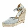 New 🔔 Stella McCartney Metallic Silver Fabric And Faux Leather Espadrille Wedge 🩴 Sandals Size 36 For 👩 Women ✔️ -Stella McCartney Shop luxury women stella mccartney used shoes p176343 1550486107 008