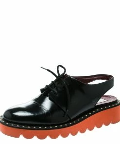 Promo 👏 Stella McCartney Black Faux Leather Slingback Oxfords Size 37 For 👩 Women 🥰
