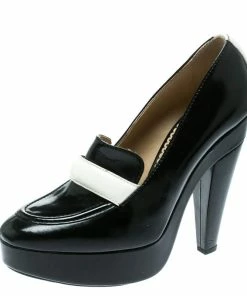 Hot Sale ⭐ Stella McCartney Monochrome Faux Leather Mary Platform Loafer Pumps Size 40 For 👩 Women 🎉