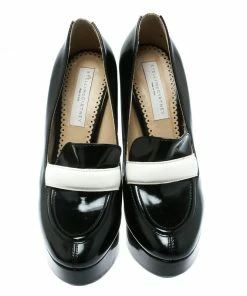 Hot Sale ⭐ Stella McCartney Monochrome Faux Leather Mary Platform Loafer Pumps Size 40 For 👩 Women 🎉 -Stella McCartney Shop luxury women stella mccartney used shoes p177508 006