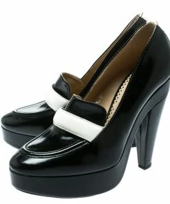 Hot Sale ⭐ Stella McCartney Monochrome Faux Leather Mary Platform Loafer Pumps Size 40 For 👩 Women 🎉 -Stella McCartney Shop luxury women stella mccartney used shoes p177508 007