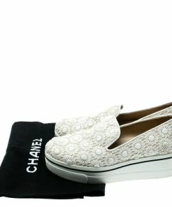 Cheapest 🔥 Stella McCartney White Lace/Canvas Slip On 👟 Sneakers Size 38 For 👩 Women 🌟 -Stella McCartney Shop luxury women stella mccartney used shoes p180867 1552377844 001