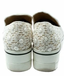 Cheapest 🔥 Stella McCartney White Lace/Canvas Slip On 👟 Sneakers Size 38 For 👩 Women 🌟 -Stella McCartney Shop luxury women stella mccartney used shoes p180867 1552377847 004