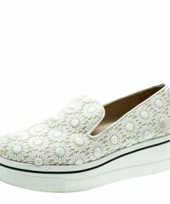 Cheapest 🔥 Stella McCartney White Lace/Canvas Slip On 👟 Sneakers Size 38 For 👩 Women 🌟