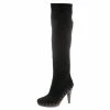 Cheap 😍 Stella McCartney Black Faux Suede Korda Studded Knee Length 🥾 Boots Size 37 For 👩 Women 🌟