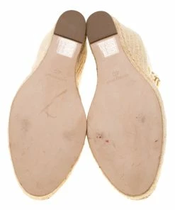 Flash Sale 🔥 Stella McCartney White Mesh And Faux Leather Espadrille Ankle Strap Wedge 🩴 Sandals Size 40 For 👩 Women 🥰 -Stella McCartney Shop luxury women stella mccartney used shoes p186117 002