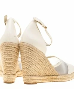 Flash Sale 🔥 Stella McCartney White Mesh And Faux Leather Espadrille Ankle Strap Wedge 🩴 Sandals Size 40 For 👩 Women 🥰 -Stella McCartney Shop luxury women stella mccartney used shoes p186117 003