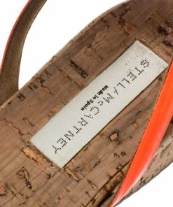 Wholesale 🎁 Stella McCartney Neon Orange Faux Leather Linda Ankle Strap Flat 🩴 Sandals Size 35 For 👩 Women 🎁 -Stella McCartney Shop luxury women stella mccartney used shoes p186617 002