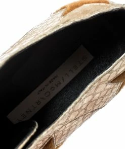 Budget ⌛ Stella McCartney Metallic Gold Python Effect Faux Leather And Faux Fur Elyse Star Platform Derby Size 38 For 👩 Women 💯 -Stella McCartney Shop luxury women stella mccartney used shoes p193835 002