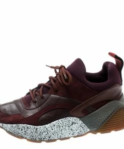 Best reviews of ❤️ Stella McCartney Burgundy Fabric And Faux Suede Eclypse Lace Up 👟 Sneakers Size 38 For 👩 Women 🤩 -Stella McCartney Shop luxury women stella mccartney used shoes p195282 004