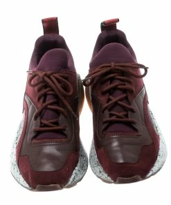Best reviews of ❤️ Stella McCartney Burgundy Fabric And Faux Suede Eclypse Lace Up 👟 Sneakers Size 38 For 👩 Women 🤩 -Stella McCartney Shop luxury women stella mccartney used shoes p195282 006