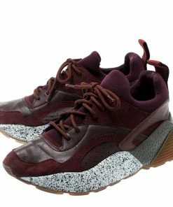 Best reviews of ❤️ Stella McCartney Burgundy Fabric And Faux Suede Eclypse Lace Up 👟 Sneakers Size 38 For 👩 Women 🤩 -Stella McCartney Shop luxury women stella mccartney used shoes p195282 007