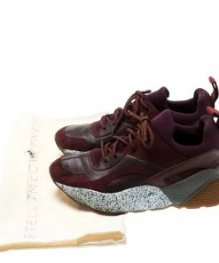 Best reviews of ❤️ Stella McCartney Burgundy Fabric And Faux Suede Eclypse Lace Up 👟 Sneakers Size 38 For 👩 Women 🤩 -Stella McCartney Shop luxury women stella mccartney used shoes p195282 008