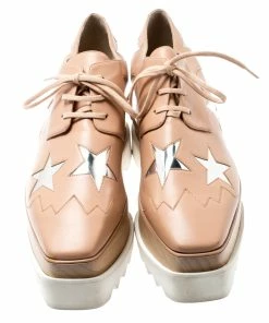 Cheapest ✔️ Stella McCartney Beige Faux Leather Elyse Star Platform Lace Up Derby Size 38.5 For 👩 Women 🔥 -Stella McCartney Shop luxury women stella mccartney used shoes p200826 006