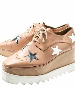 Cheapest ✔️ Stella McCartney Beige Faux Leather Elyse Star Platform Lace Up Derby Size 38.5 For 👩 Women 🔥 -Stella McCartney Shop luxury women stella mccartney used shoes p200826 007