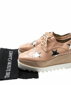 Cheapest ✔️ Stella McCartney Beige Faux Leather Elyse Star Platform Lace Up Derby Size 38.5 For 👩 Women 🔥 -Stella McCartney Shop luxury women stella mccartney used shoes p200826 008