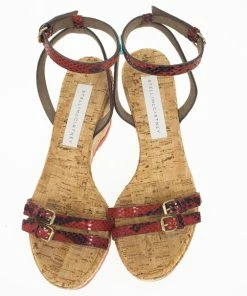 Coupon 🤩 Stella McCartney Snake Embossed Linda Cork Wedge 🩴 Sandals Size 39 For 👩 Women 🛒 -Stella McCartney Shop luxury women stella mccartney used shoes p20455 0004