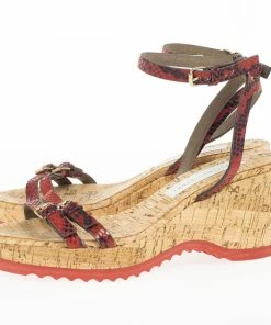 Coupon 🤩 Stella McCartney Snake Embossed Linda Cork Wedge 🩴 Sandals Size 39 For 👩 Women 🛒 -Stella McCartney Shop luxury women stella mccartney used shoes p20455 0006