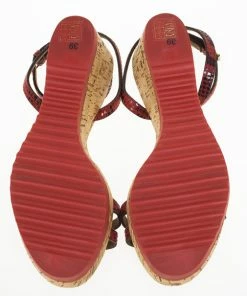Coupon 🤩 Stella McCartney Snake Embossed Linda Cork Wedge 🩴 Sandals Size 39 For 👩 Women 🛒 -Stella McCartney Shop luxury women stella mccartney used shoes p20455 0011