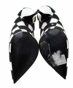 Cheapest 🥰 Stella McCartney Monochrome Checked Faux Leather Pointed Toe Pumps Size 38 For 👩 Women 🌟 -Stella McCartney Shop luxury women stella mccartney used shoes p207689 001