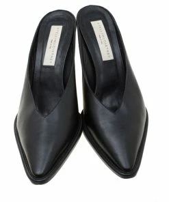 Cheap 🤩 Stella McCartney Black Faux Leather Sabot Pointed Mules Size 39 For 👩 Women ✨ -Stella McCartney Shop luxury women stella mccartney used shoes p208102 006