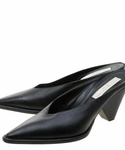 Cheap 🤩 Stella McCartney Black Faux Leather Sabot Pointed Mules Size 39 For 👩 Women ✨ -Stella McCartney Shop luxury women stella mccartney used shoes p208102 007