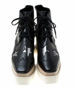 Top 10 😀 Stella McCartney Black Faux Leather Elyse Star Platform Lace Up Booties Size 36 For 👩 Women 😉 -Stella McCartney Shop luxury women stella mccartney used shoes p217277 006