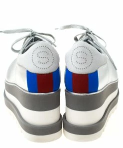 Cheapest 👏 Stella McCartney Silver Faux Leather Elyse Platform Derby Size 36 For 👩 Women 🥰 -Stella McCartney Shop luxury women stella mccartney used shoes p217863 005