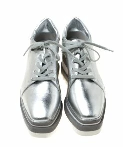 Cheapest 👏 Stella McCartney Silver Faux Leather Elyse Platform Derby Size 36 For 👩 Women 🥰 -Stella McCartney Shop luxury women stella mccartney used shoes p217863 006