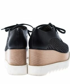 Best Pirce 🤩 Stella McCartney Black Woven Faux Leather Elyse Platform Derby Size 35 For 👩 Women 🔥 -Stella McCartney Shop luxury women stella mccartney used shoes p224422 006