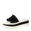 Outlet 🎁 Stella McCartney Black Ruffle Faux Leather Platform Slide Size 41 For 👩 Women ⌛ -Stella McCartney Shop luxury women stella mccartney used shoes p225466 007