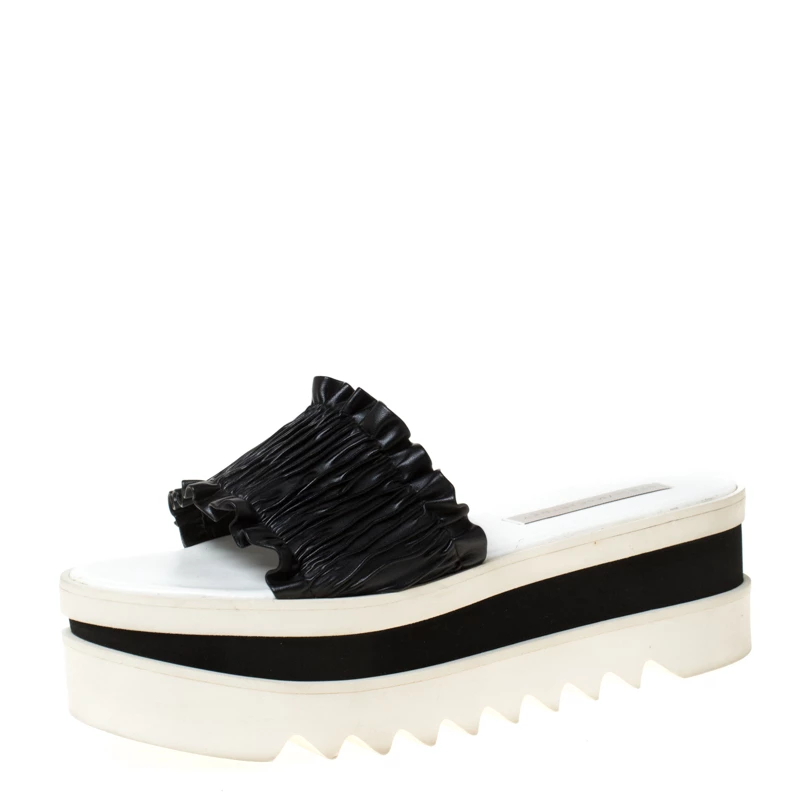 Outlet ๐ Stella McCartney Black Ruffle Faux Leather Platform Slide Size 41 For ๐ฉ Women โ 3 Outlet ๐ Stella McCartney Black Ruffle Faux Leather Platform Slide Size 41 For ๐ฉ Women โ