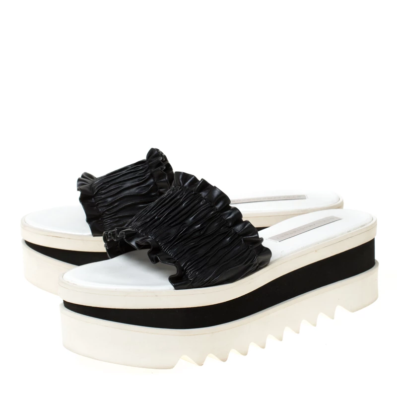Outlet ๐ Stella McCartney Black Ruffle Faux Leather Platform Slide Size 41 For ๐ฉ Women โ 6 Outlet ๐ Stella McCartney Black Ruffle Faux Leather Platform Slide Size 41 For ๐ฉ Women โ - Image 4