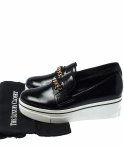 Discount ⌛ Stella McCartney Black Faux Leather Chain-Link Platform Slip On 👟 Sneakers 41 For 👩 Women 🛒 -Stella McCartney Shop luxury women stella mccartney used shoes p230467 008