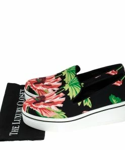 Best deal 🔔 Stella McCartney Black Floral Printed Canvas Slip On 👟 Sneakers Size 41 For 👩 Women ⌛ -Stella McCartney Shop luxury women stella mccartney used shoes p231773 009