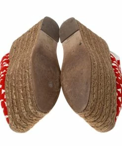 Coupon ⭐ Stella McCartney Orange Canvas Wedge Slingback Platform Espadrille 🩴 Sandals Size 36 For 👩 Women 🎉 -Stella McCartney Shop luxury women stella mccartney used shoes p233305 001