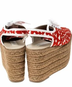Coupon ⭐ Stella McCartney Orange Canvas Wedge Slingback Platform Espadrille 🩴 Sandals Size 36 For 👩 Women 🎉 -Stella McCartney Shop luxury women stella mccartney used shoes p233305 002