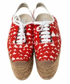 Coupon ⭐ Stella McCartney Orange Canvas Wedge Slingback Platform Espadrille 🩴 Sandals Size 36 For 👩 Women 🎉 -Stella McCartney Shop luxury women stella mccartney used shoes p233305 003