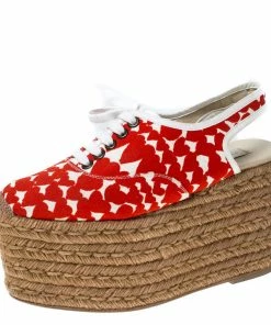 Coupon ⭐ Stella McCartney Orange Canvas Wedge Slingback Platform Espadrille 🩴 Sandals Size 36 For 👩 Women 🎉