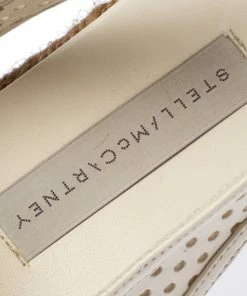 Promo ❤️ Stella McCartney White Perforated Faux Leather Slingback Espadrilles Platform 🩴 Sandals Size 38 For 👩 Women 🛒 -Stella McCartney Shop luxury women stella mccartney used shoes p233470 008