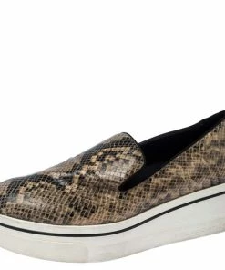 Discount 🛒 Stella McCartney Beige Faux Python Platform Slip On 👟 Sneakers Size 39 For 👩 Women 👏