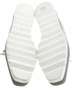 Coupon 👏 Stella McCartney Silver Metallic Faux Leather Elyse Platform Derby Size 38 For 👩 Women 🎁 -Stella McCartney Shop luxury women stella mccartney used shoes p240566 004