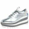 Coupon 👏 Stella McCartney Silver Metallic Faux Leather Elyse Platform Derby Size 38 For 👩 Women 🎁