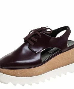 Cheap ๐ Stella McCartney Burgundy Faux Leather Elyse Cutout Platform Derby Size 36 For ๐ฉ Women โ