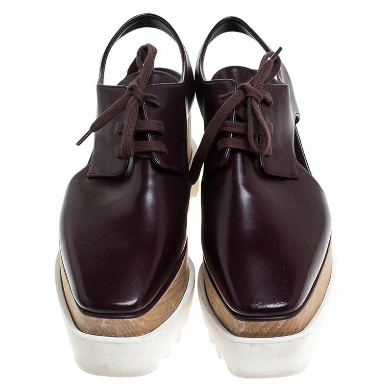 Cheap π Stella McCartney Burgundy Faux Leather Elyse Cutout Platform Derby Size 36 For π© Women β 5 Cheap π Stella McCartney Burgundy Faux Leather Elyse Cutout Platform Derby Size 36 For π© Women β - Image 3