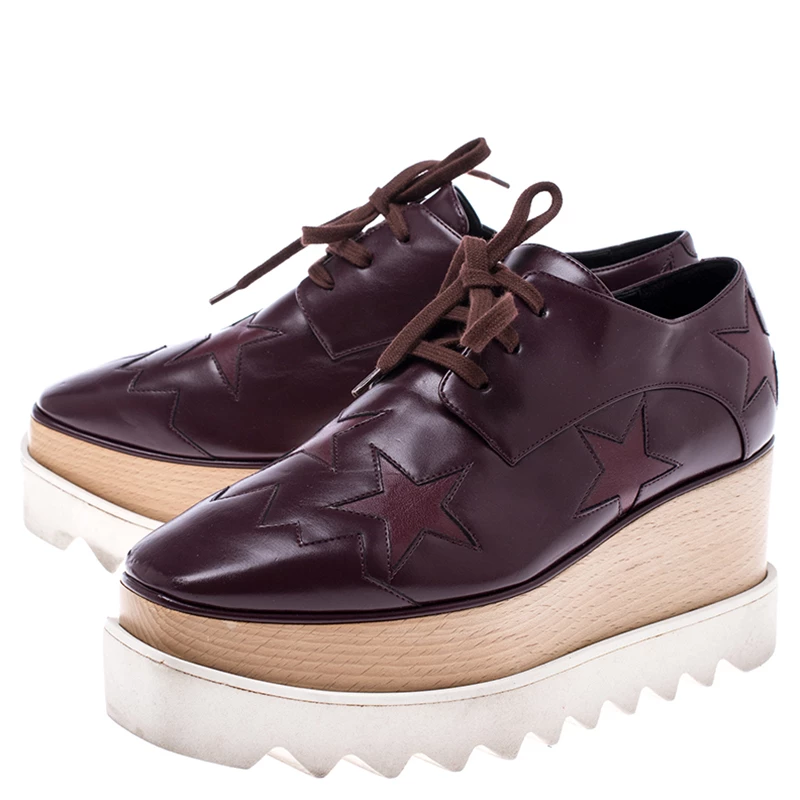 Cheap ๐ฏ Stella McCartney Burgundy Faux Leather Elyse Star Platform Derby Size 36.5 For ๐ฉ Women โค๏ธ 6 Cheap ๐ฏ Stella McCartney Burgundy Faux Leather Elyse Star Platform Derby Size 36.5 For ๐ฉ Women โค๏ธ - Image 4
