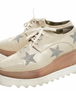 Budget 🥰 Stella McCartney Beige Faux Leather Elyse Star Platform Lace Up Derby Size 37 For 👩 Women 💯 -Stella McCartney Shop luxury women stella mccartney used shoes p245247 001