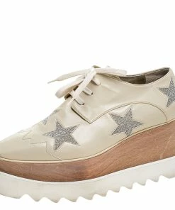 Budget ๐ฅฐ Stella McCartney Beige Faux Leather Elyse Star Platform Lace Up Derby Size 37 For ๐ฉ Women ๐ฏ