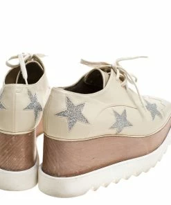 Budget 🥰 Stella McCartney Beige Faux Leather Elyse Star Platform Lace Up Derby Size 37 For 👩 Women 💯 -Stella McCartney Shop luxury women stella mccartney used shoes p245247 006