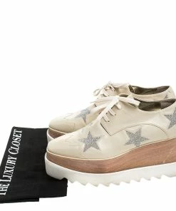 Budget 🥰 Stella McCartney Beige Faux Leather Elyse Star Platform Lace Up Derby Size 37 For 👩 Women 💯 -Stella McCartney Shop luxury women stella mccartney used shoes p245247 009